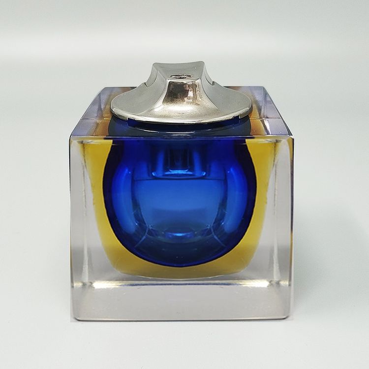 Superbe briquet de table bleu des années 1960 en verre de Murano Sommerso par Flavio Poli pour Seguso
