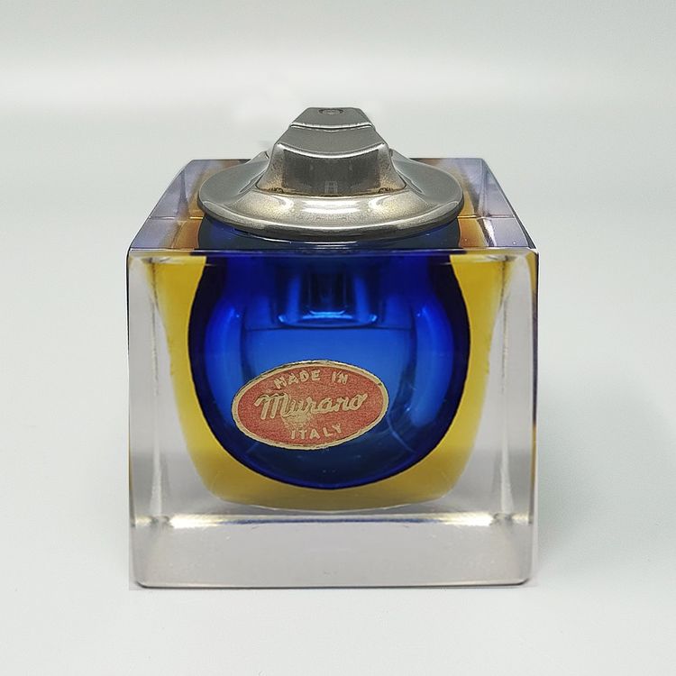 Superbe briquet de table bleu des années 1960 en verre de Murano Sommerso par Flavio Poli pour Seguso
