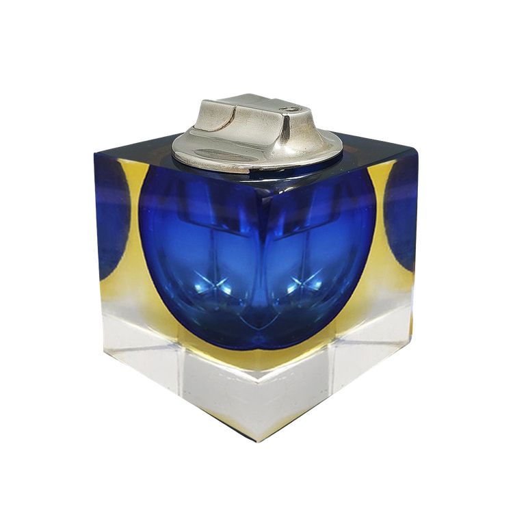 Superbe briquet de table bleu des années 1960 en verre de Murano Sommerso par Flavio Poli pour Seguso