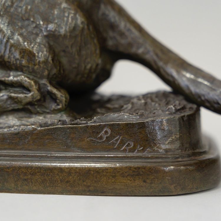 Sculpture - Basset Sitting , Antoine - Louis Barye (1795-1875) - Bronze