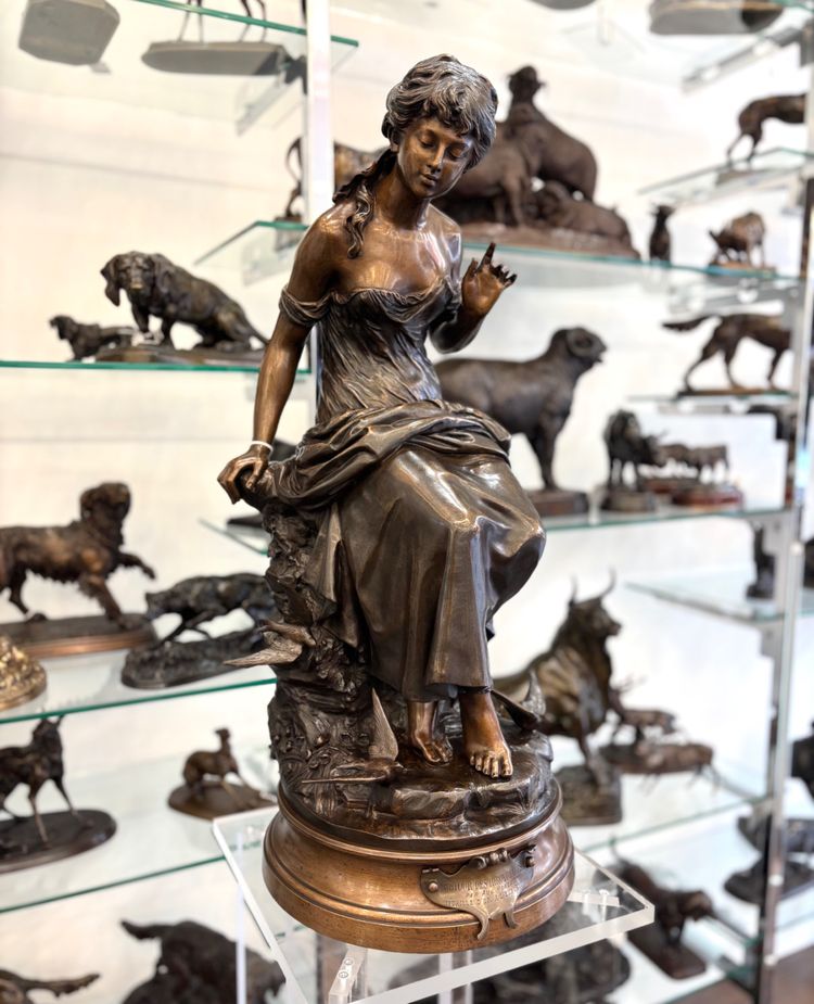 Sculpture - Return Of The Swallows , Auguste Moreau (1834-1917) - Bronze