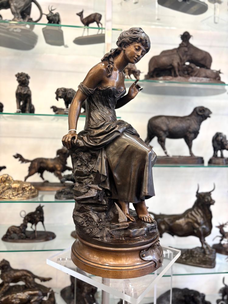 Sculpture - Return Of The Swallows , Auguste Moreau (1834-1917) - Bronze