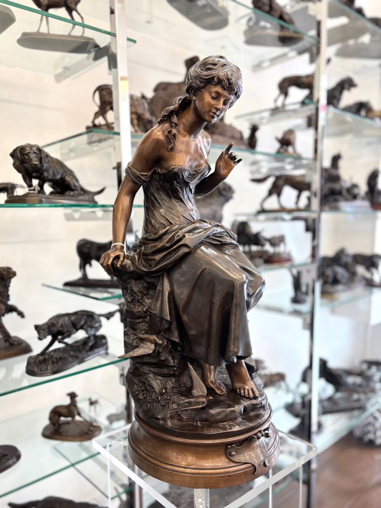 Sculpture - Return Of The Swallows , Auguste Moreau (1834-1917) - Bronze