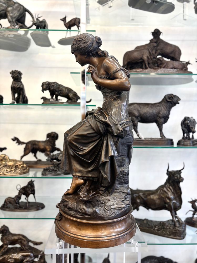 Sculpture - Return Of The Swallows , Auguste Moreau (1834-1917) - Bronze