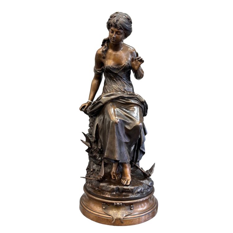 Sculpture - Return Of The Swallows , Auguste Moreau (1834-1917) - Bronze