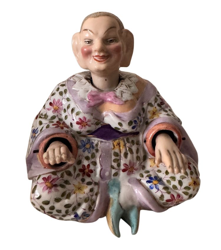 Chinese articulated magot in Meissen style porcelain, 19th century