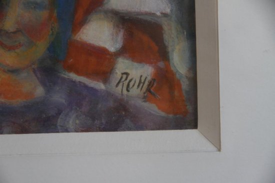 A Cubist Style Oil On Canvas Signed Rohr, 20th Century
