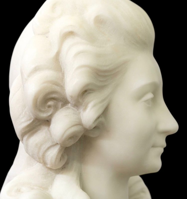 Scultura - Busto "Madame De Pompadour", Guglielmo Pugi (1850-1915) - Marmo
