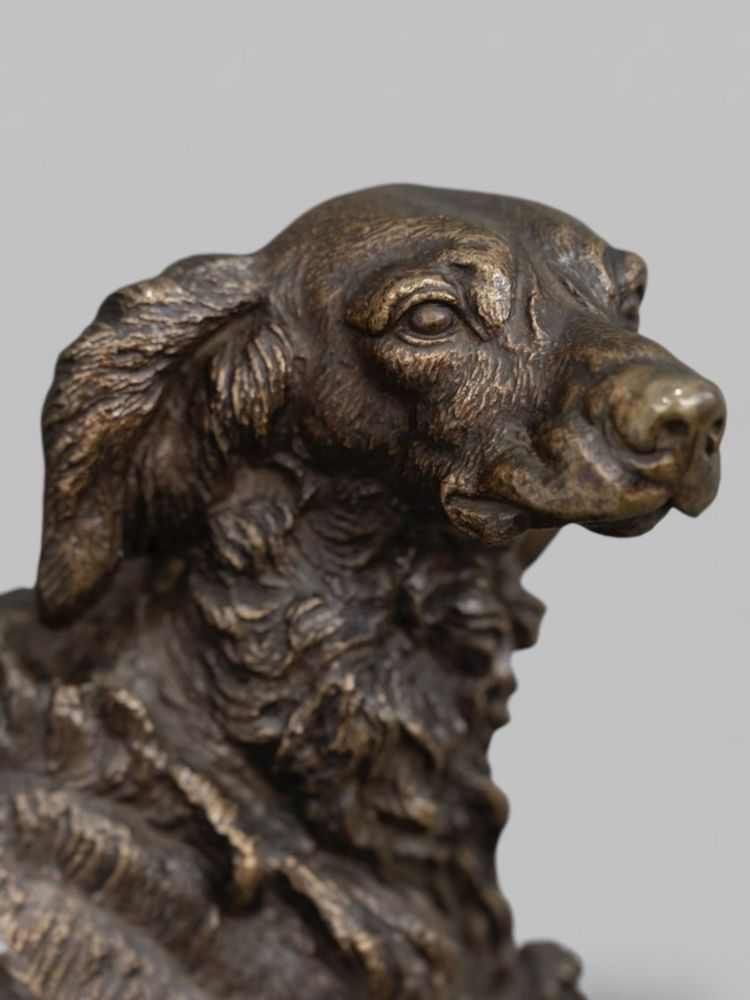 Sculpture - Spaniel Dog On The Lookout , Ferdinand Pautrot (1832 - 1874) - Bronze