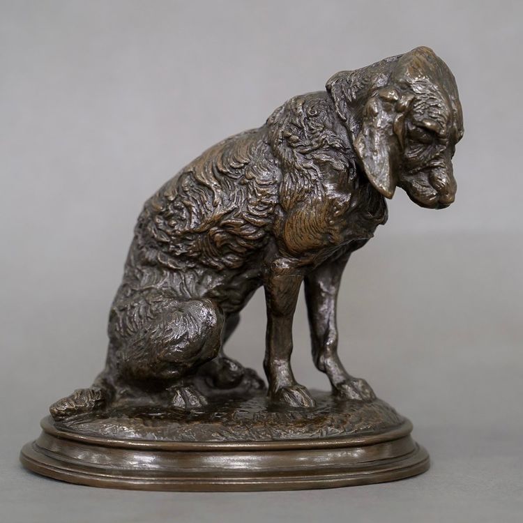 Scultura - Cane Terrier seduto, Emmanuel Frémiet (1824-1910) - Bronzo