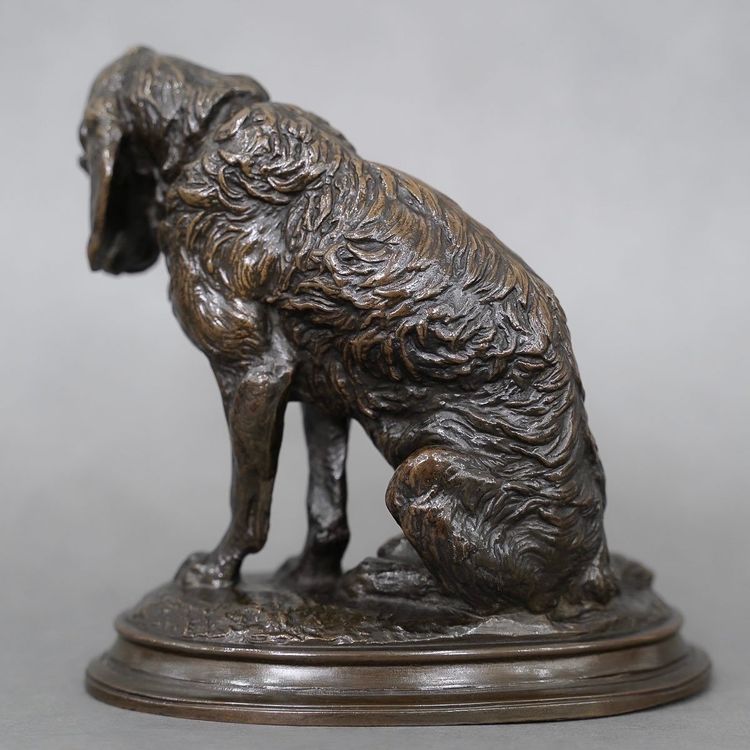 Scultura - Cane Terrier seduto, Emmanuel Frémiet (1824-1910) - Bronzo