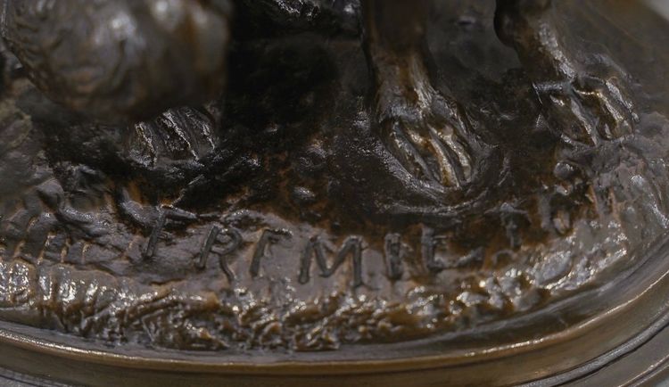 Scultura - Cane Terrier seduto, Emmanuel Frémiet (1824-1910) - Bronzo