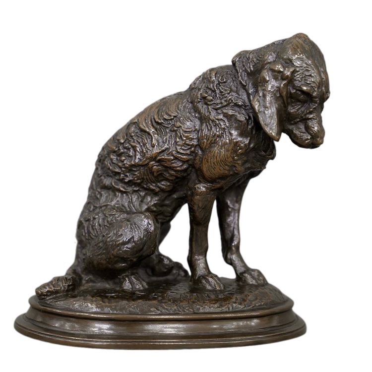 Scultura - Cane Terrier seduto, Emmanuel Frémiet (1824-1910) - Bronzo