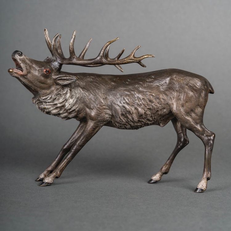 Sculpture - Le Cerf Bramant - Bronze De Vienne