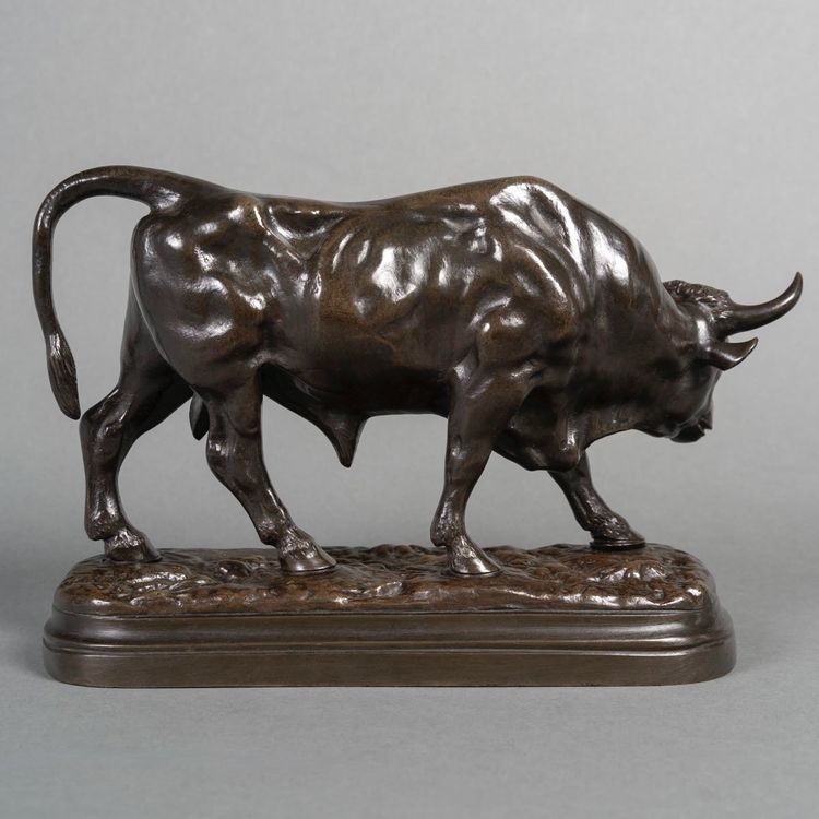 Scultura - Toro in piedi di Louis Vidal (1831-1892) - Bronzo