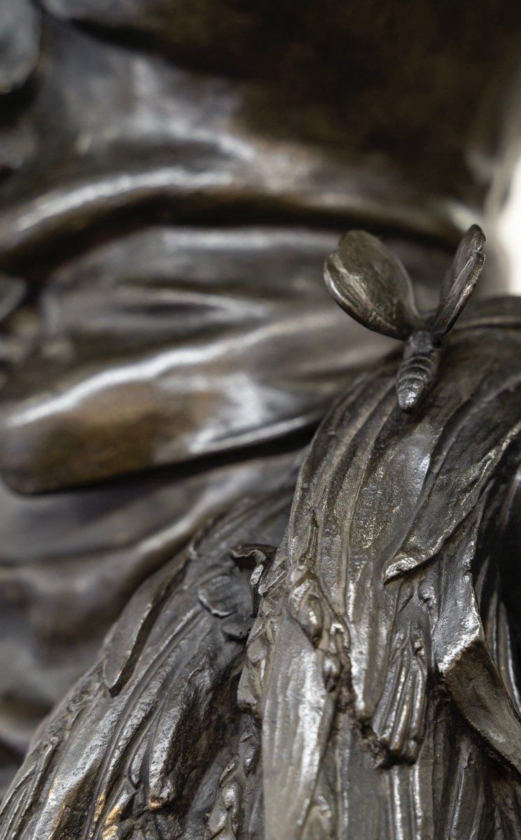 Sculpture - La Glaneuse , Eugène - Antoine François Aizelin (1821-1902) - Bronze