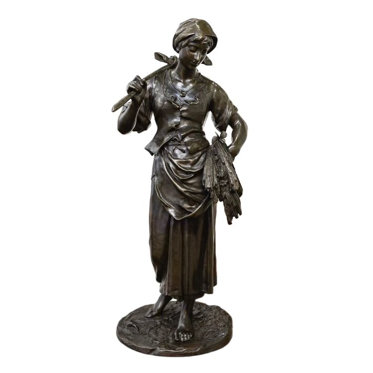 Sculpture - La Glaneuse , Eugène - Antoine François Aizelin (1821-1902) - Bronze