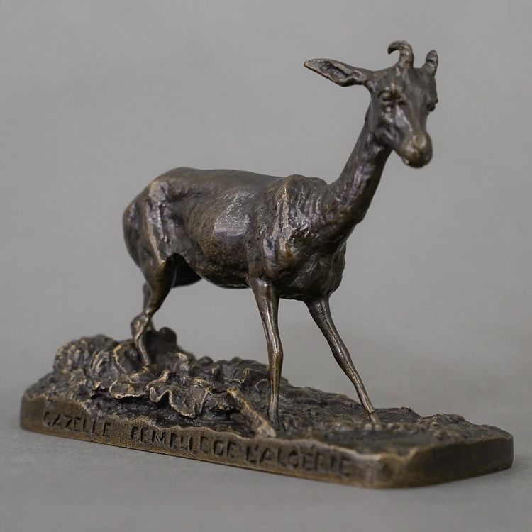 Scultura - Gazelle, Pierre - Jules Mêne (1810-1879) - Bronzo