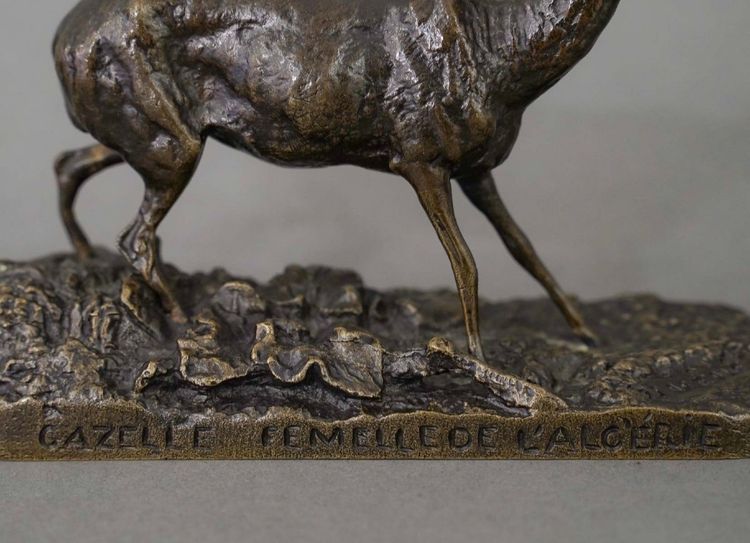 Scultura - Gazelle, Pierre - Jules Mêne (1810-1879) - Bronzo