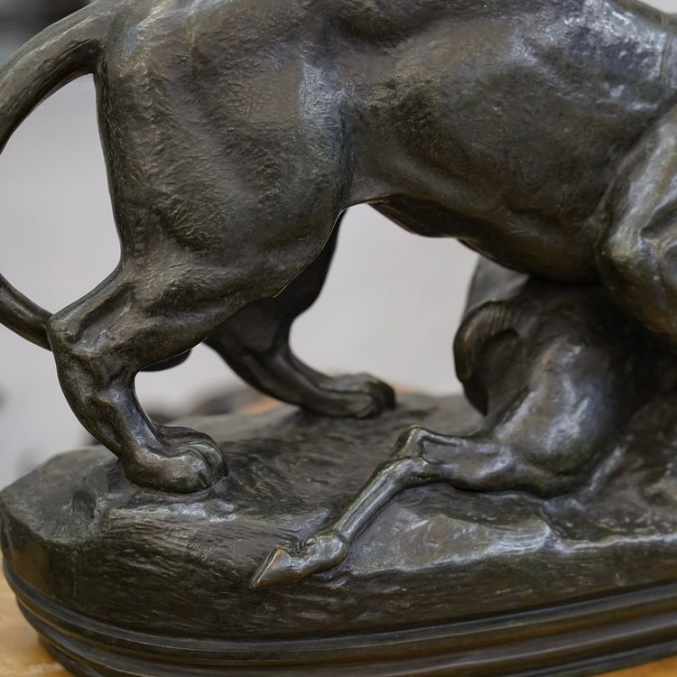 Gruppo in bronzo "Tigre che sorprende un'antilope", Antoine-Louis Barye (1795 - 1875)