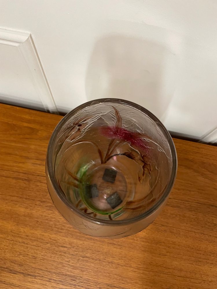 Vaso in vetro satinato Art Nouveau con decorazione a iris, periodo Art Nouveau