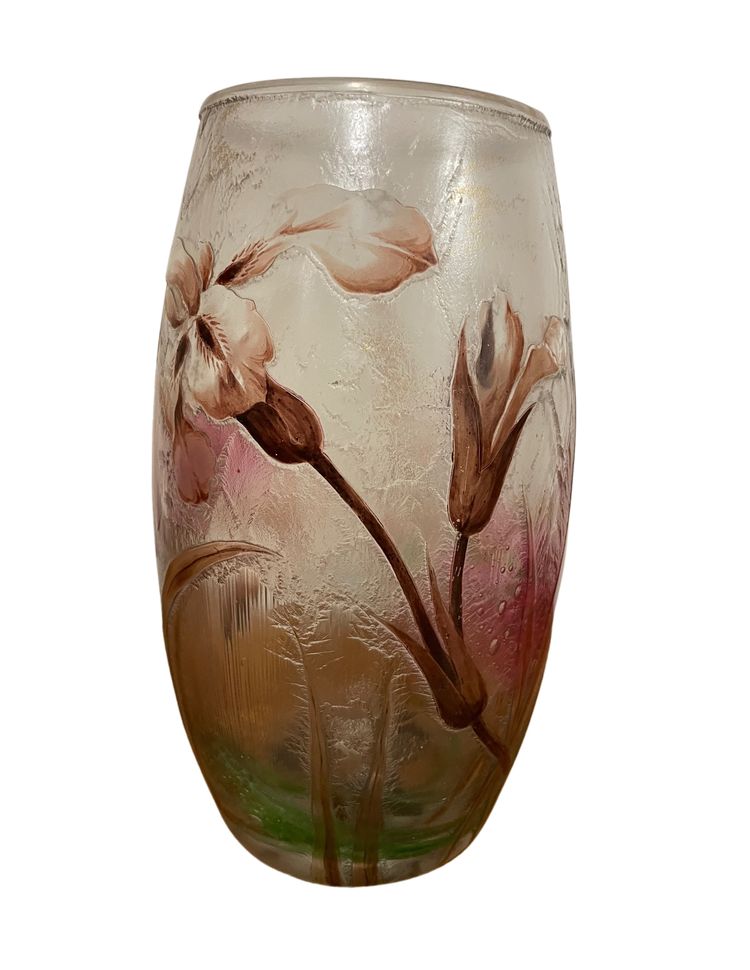 Vaso in vetro satinato Art Nouveau con decorazione a iris, periodo Art Nouveau