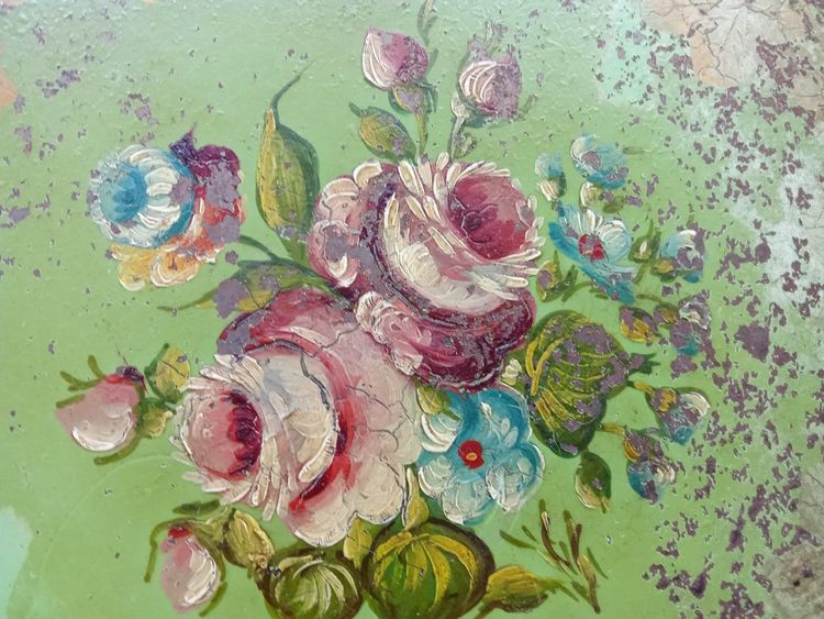 Altes Tablett aus bemaltem Blech von Napoleon III