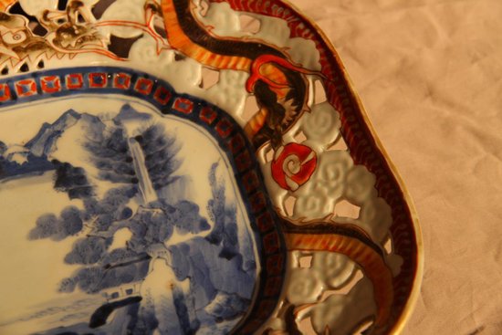 Chinese Openwork Ceramic Dish With Dragon Decor, Late Nineteenth Century