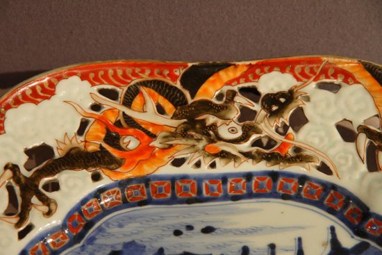 Chinese Openwork Ceramic Dish With Dragon Decor, Late Nineteenth Century
