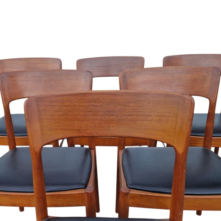 Set di sei sedie scandinave in teak, Henning Kjaernulf