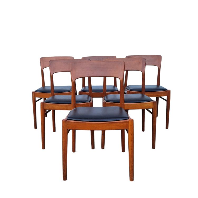 Set di sei sedie scandinave in teak, Henning Kjaernulf