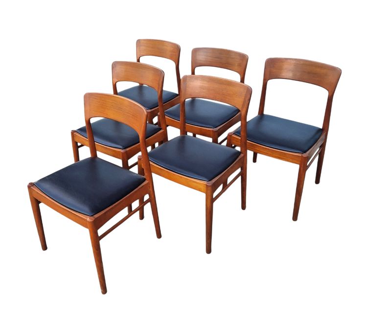 Set di sei sedie scandinave in teak, Henning Kjaernulf
