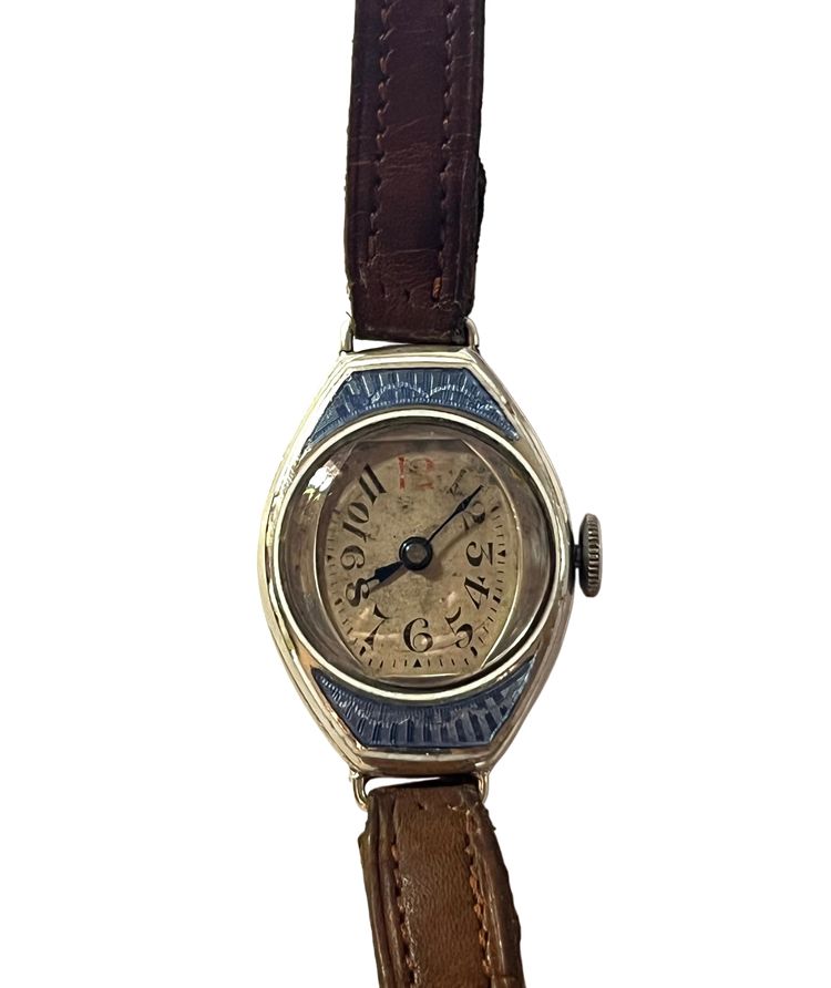 Orologio da donna Art Déco 1930 in argento massiccio e smalto, revisionato