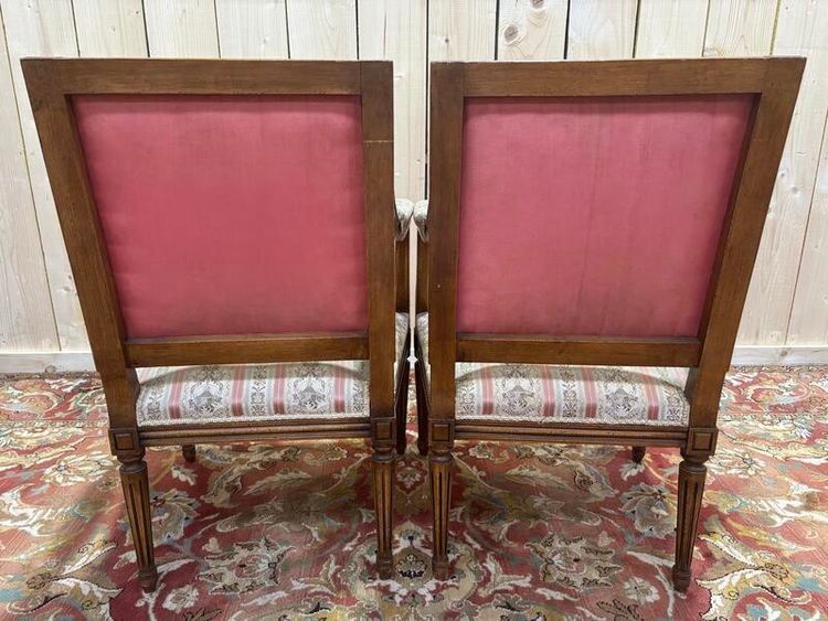 Pair of Louis XVI style queen's style armchairs