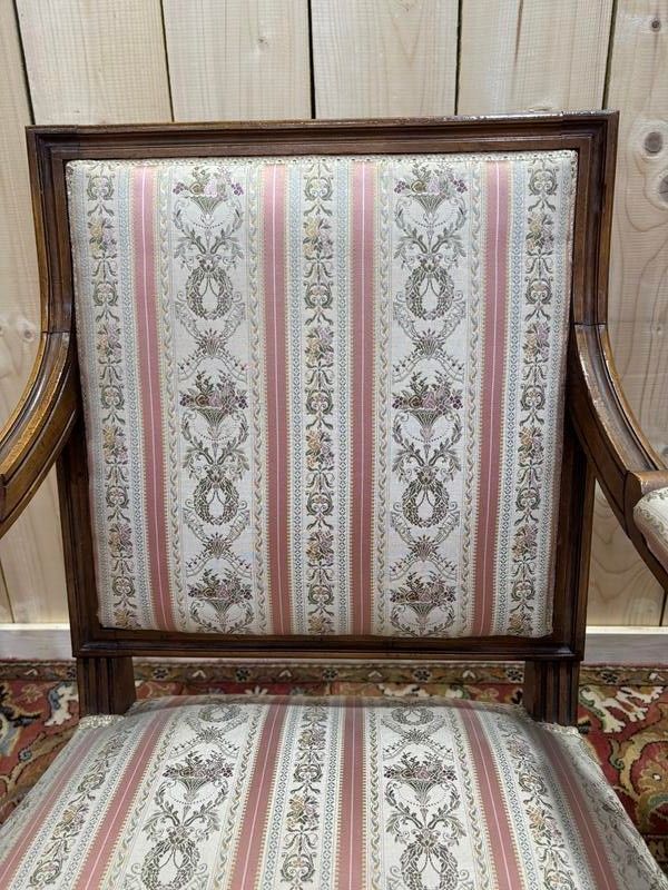 Pair of Louis XVI style queen's style armchairs