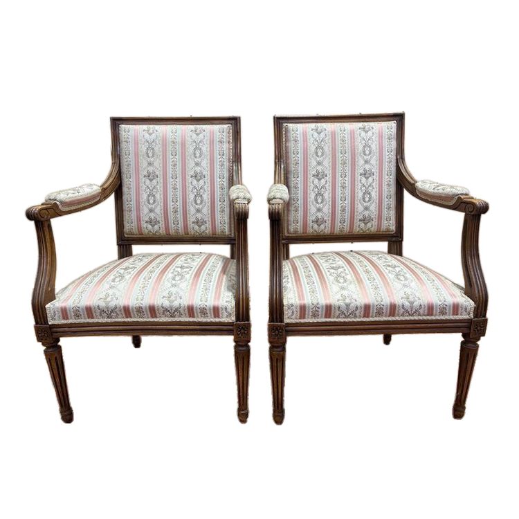 Pair of Louis XVI style queen's style armchairs