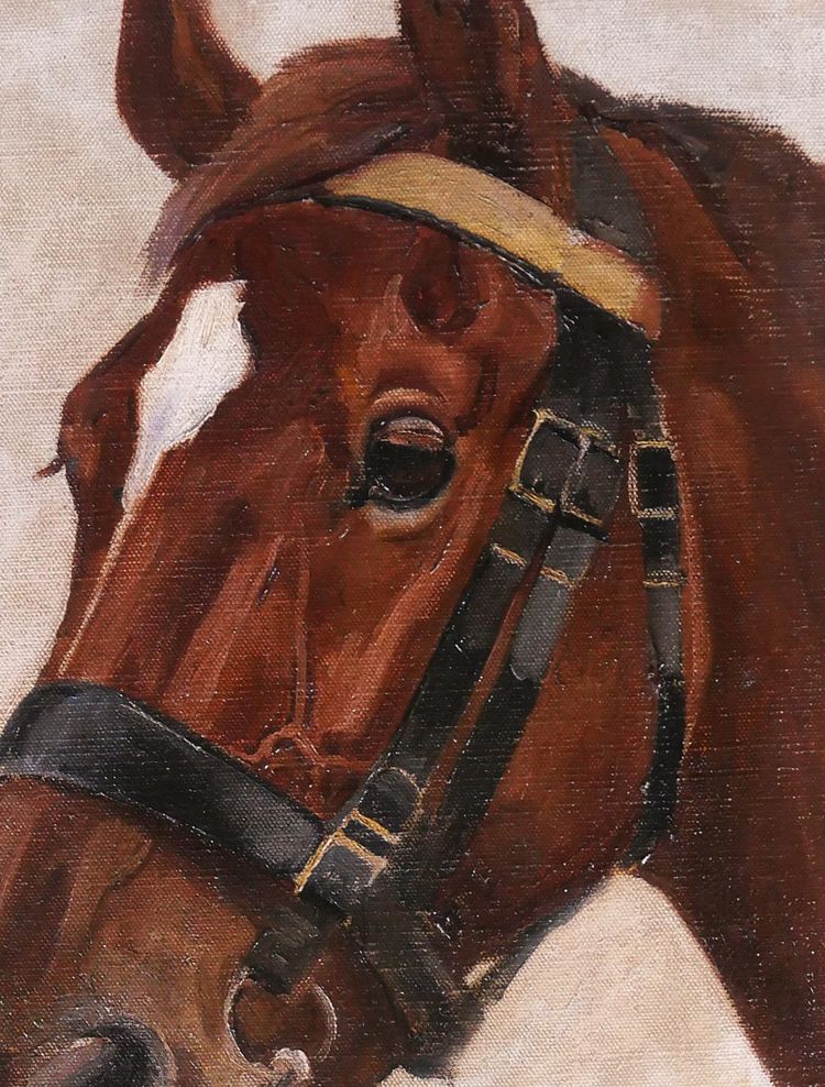 Jules ROUFFET 1862-1931 Ritratto di un cavallo, dipinto, circa 1900 animali da equitazione