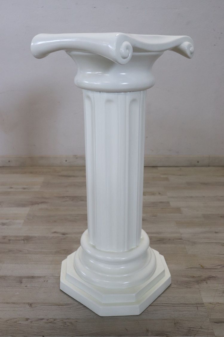 White Ceramic Column By Bassano, Italy 1980s