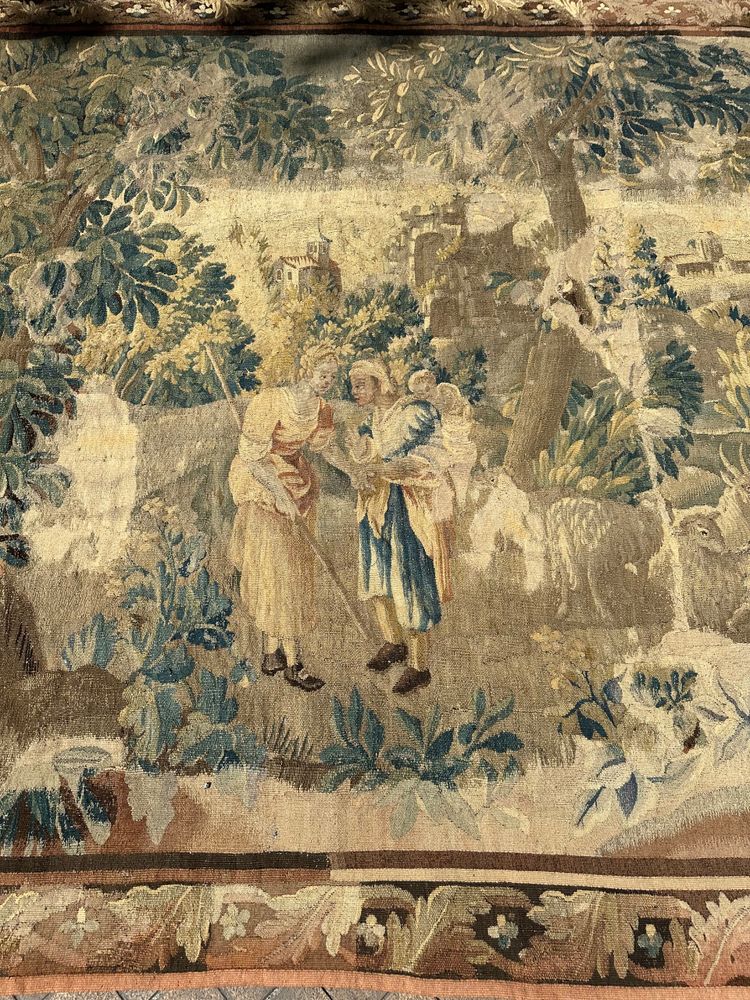 Important tapestry from the Aubusson factory representing a pastoral scene