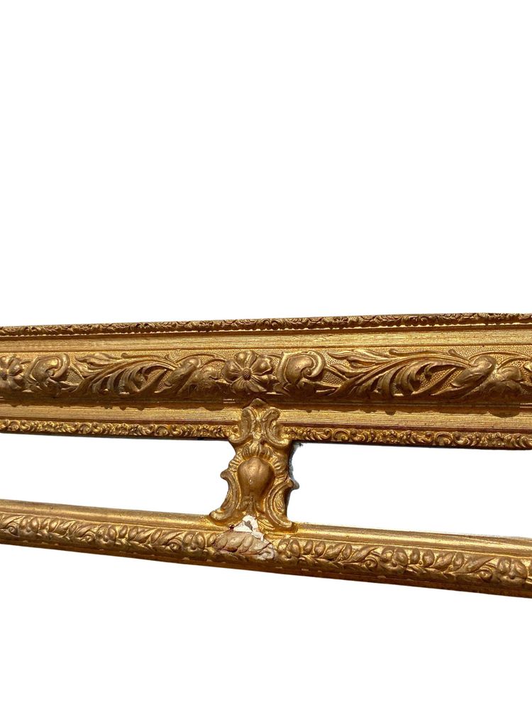 Specchio da camino in stile Luigi XVI con perle di vetro in legno dorato - XIX secolo