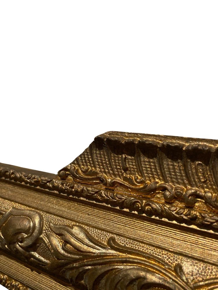 Specchio da camino in stile Luigi XVI con perle di vetro in legno dorato - XIX secolo