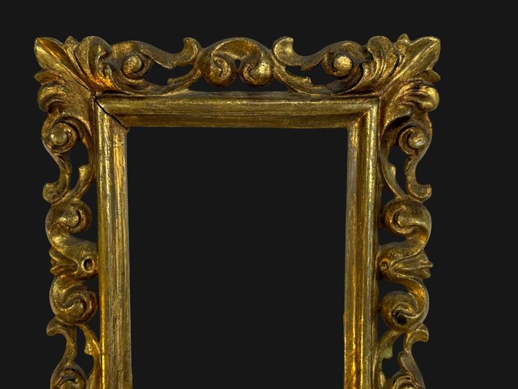COPPIA DI CORNICI ROCOCÒ ITALIANE DEL XIX SECOLO IN LEGNO DORATO PER DIPINTI 15 CM X 12 CM