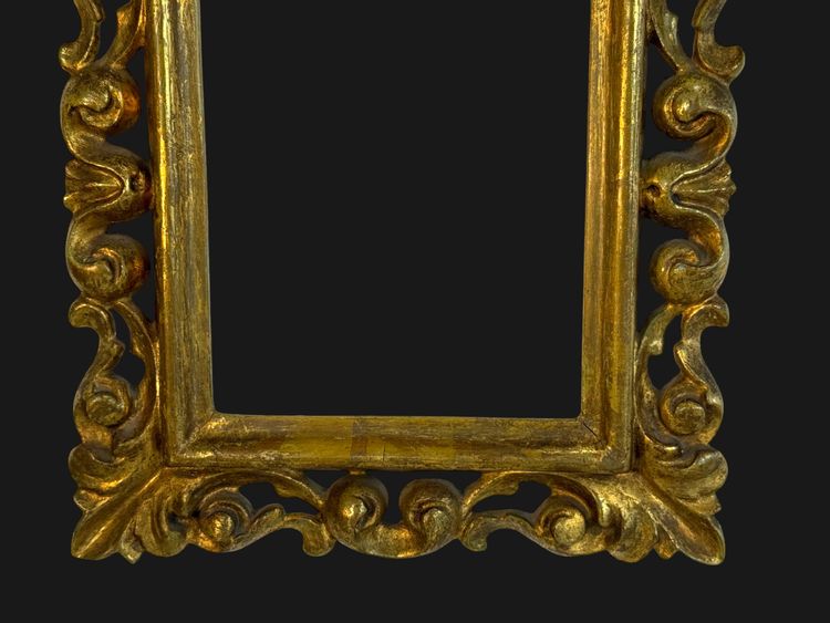 COPPIA DI CORNICI ROCOCÒ ITALIANE DEL XIX SECOLO IN LEGNO DORATO PER DIPINTI 15 CM X 12 CM