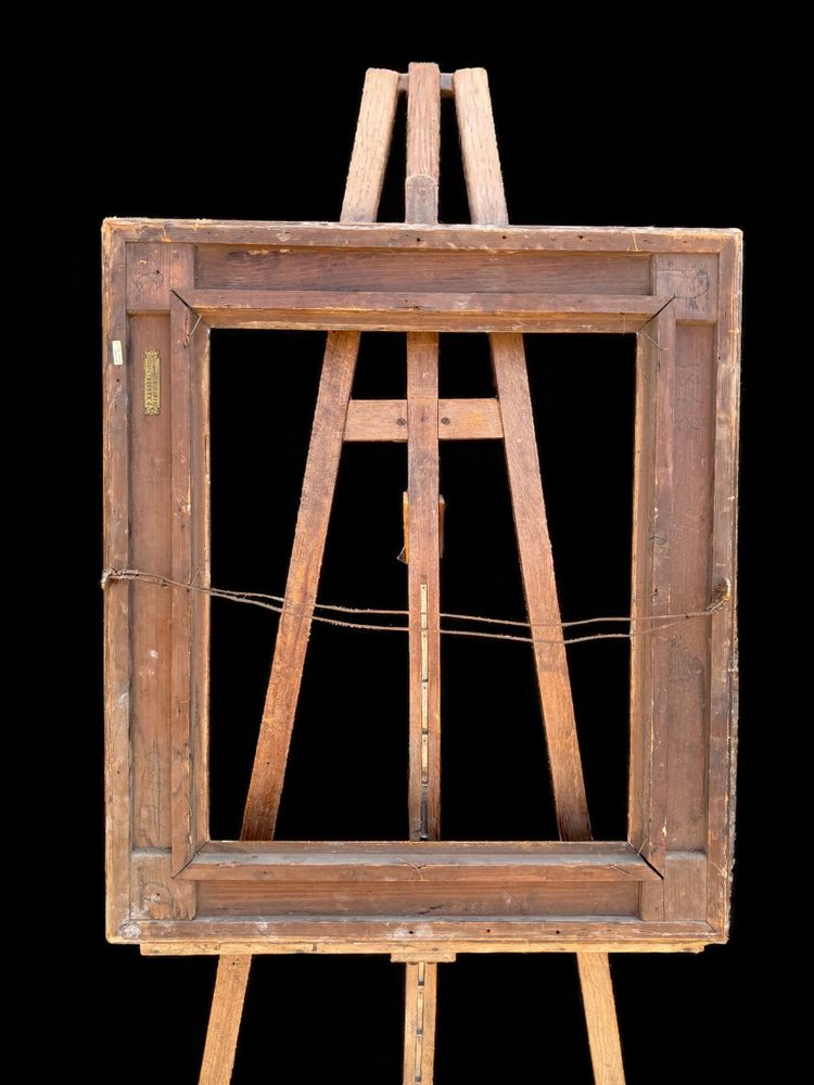 CADRE DU XIXe EN BOIS ET STUC DORÉ ESTAMPILLÉ POUR PEINTURE 67 CM X 56 CM