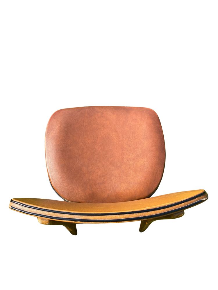 Pair of Scandinavian wood and leather chairs, Circa 1960