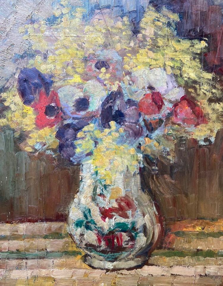 Painting (front/back) by Horace Richebé - Still life / The port of Marseille