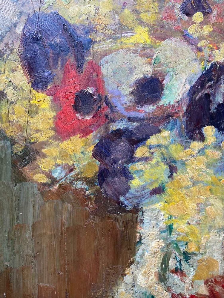 Painting (front/back) by Horace Richebé - Still life / The port of Marseille