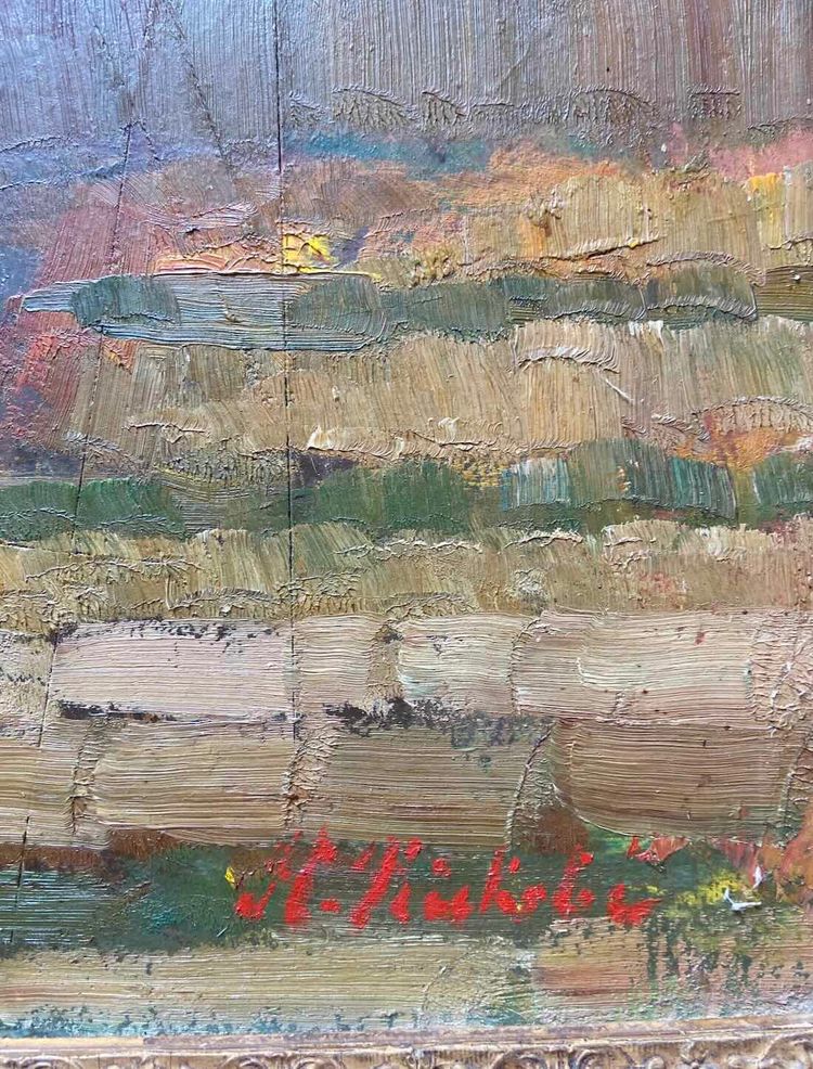 Painting (front/back) by Horace Richebé - Still life / The port of Marseille
