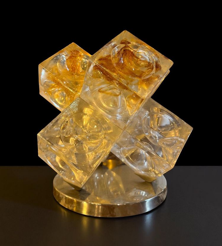 LAMPADA STELLA A CUBI DI VETRO DI POLIARTE VERONA DESIGN ALBINO POLI “1970”