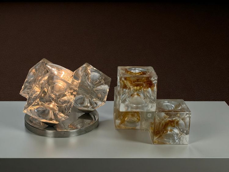 LAMPADA STELLA A CUBI DI VETRO DI POLIARTE VERONA DESIGN ALBINO POLI “1970”